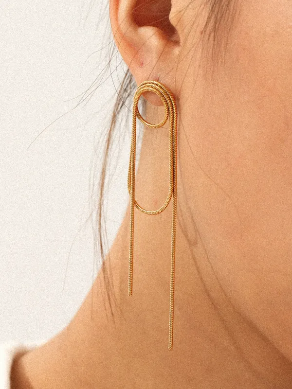 Long Chain Loop Drop Earrings made by COMMENSE