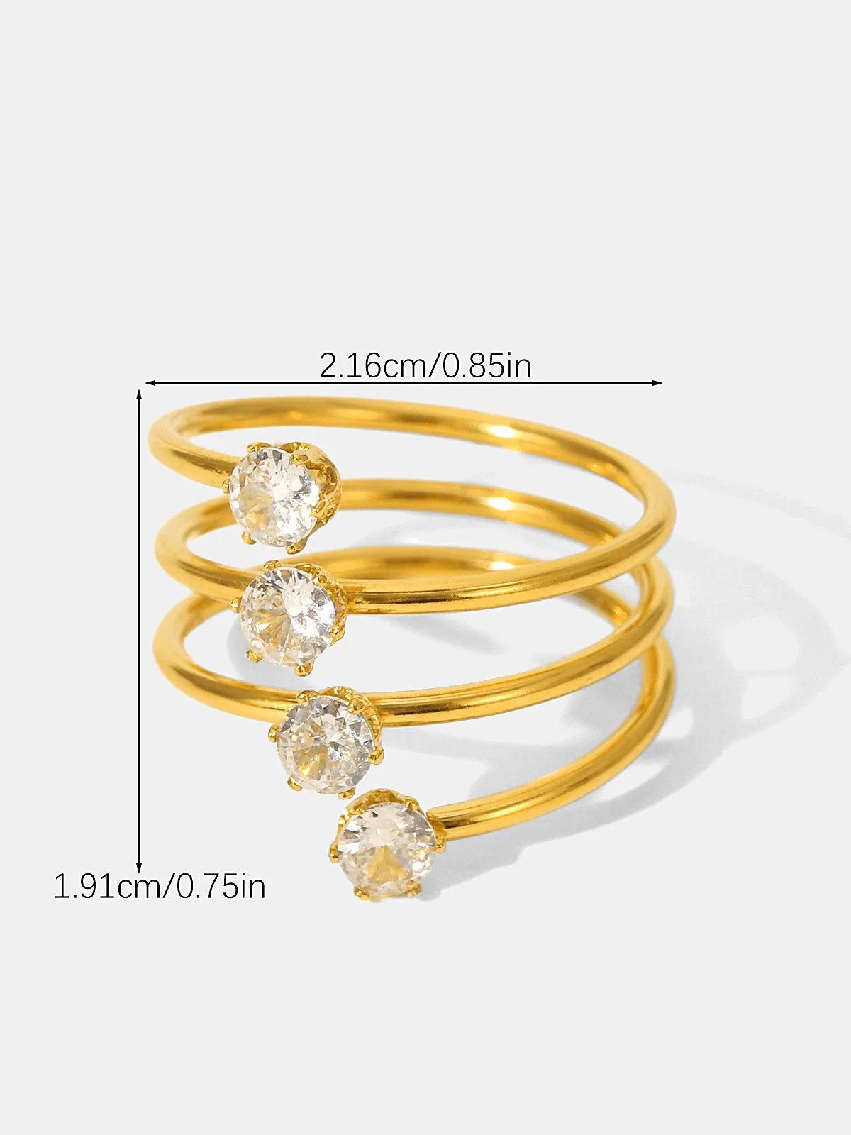 Four Clear Crystal Spiral Wrap Ring sold by COMMENSE product image thumbnail 3