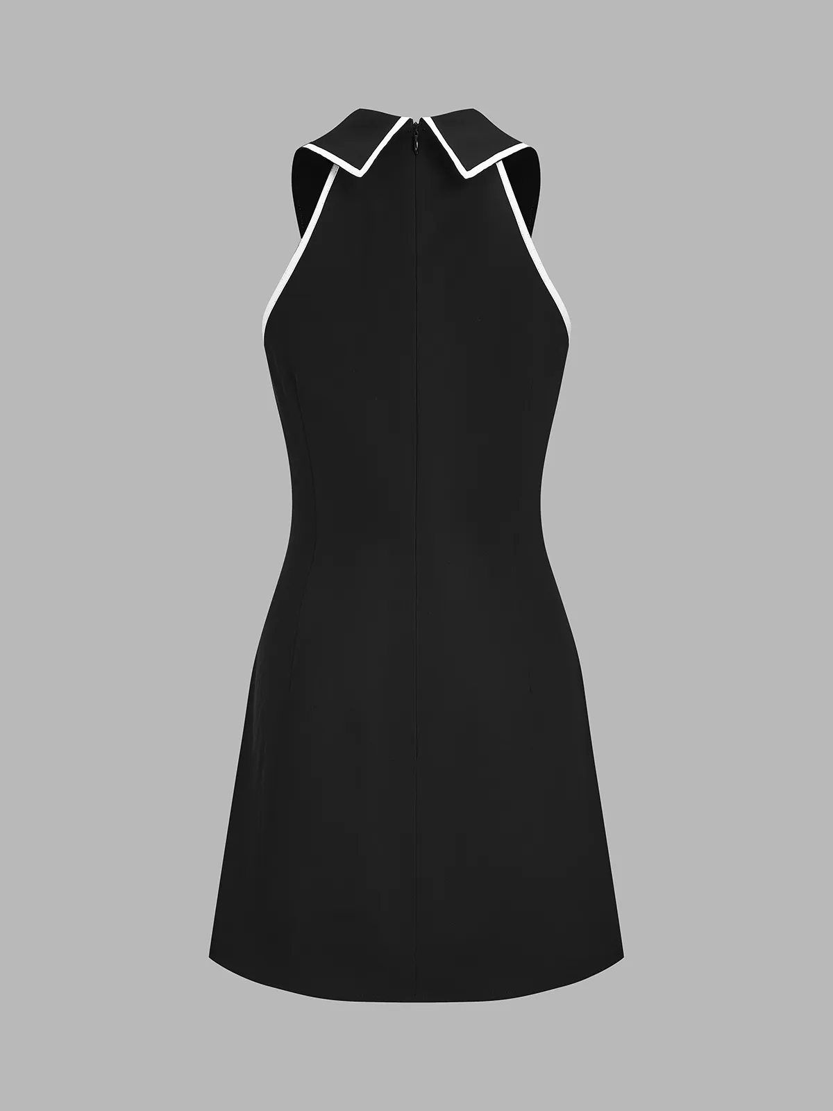 Tie Detail Contrast Trim Collared Mini Dress sold by COMMENSE product image thumbnail 3