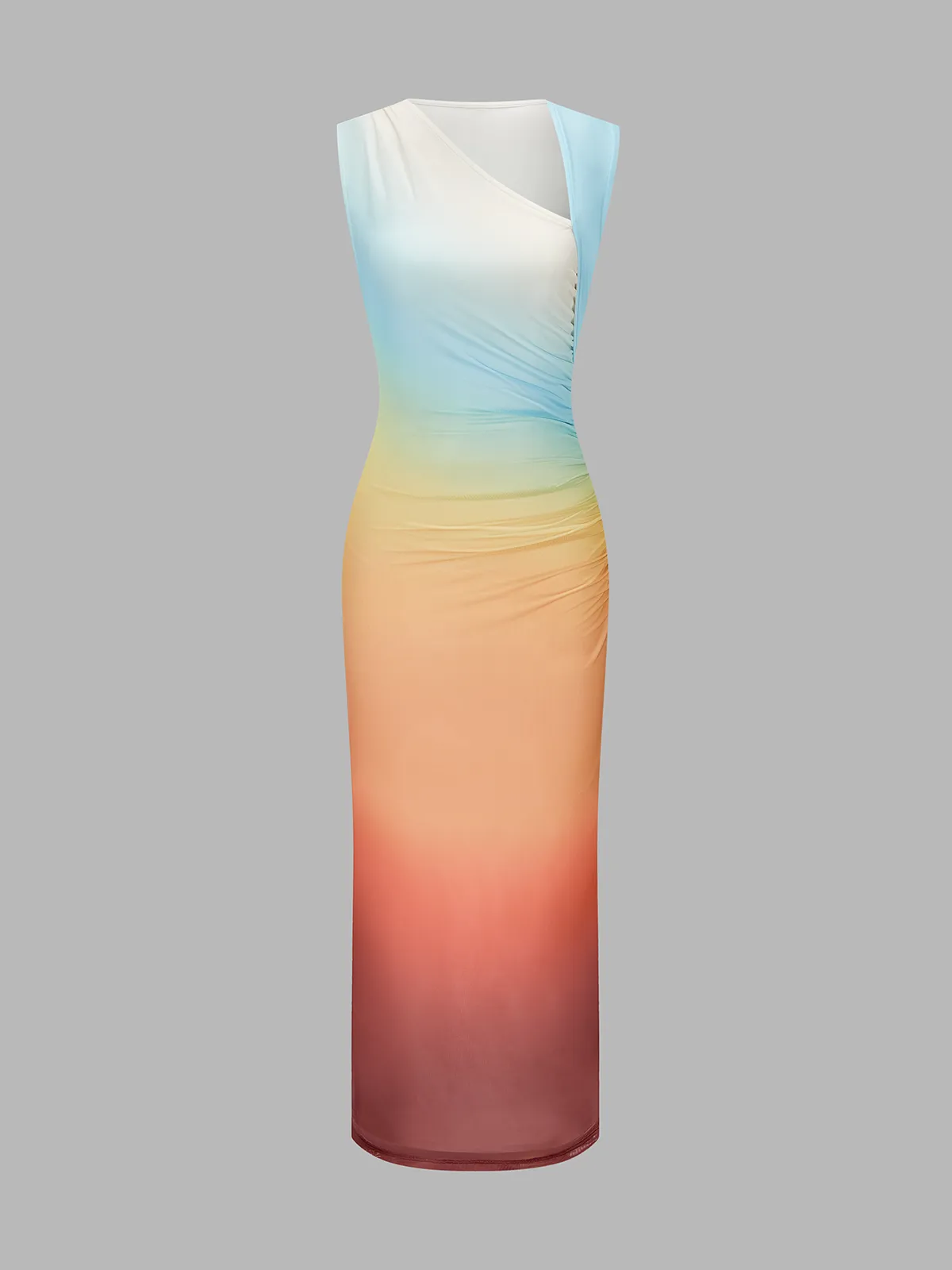 Asymmetric Neckline Sunset Gradient Mesh Midi Dress sold by COMMENSE product image thumbnail 2