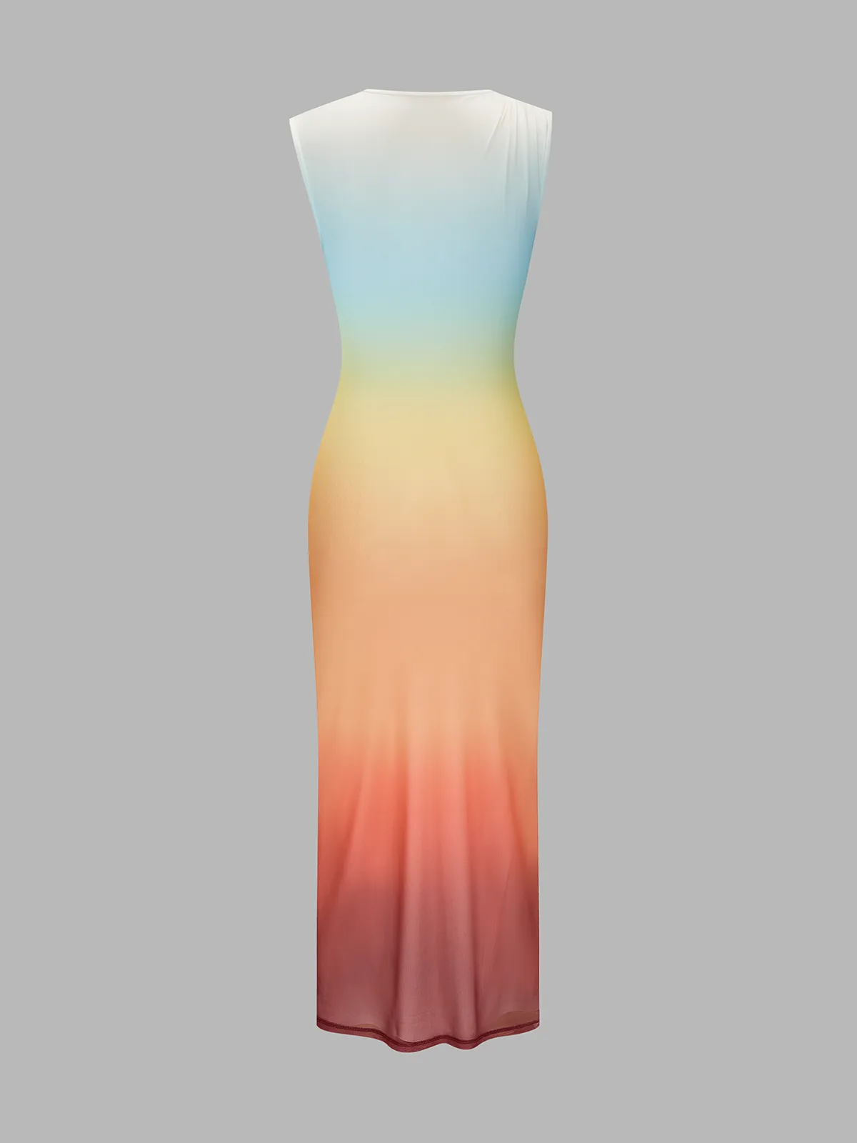 Asymmetric Neckline Sunset Gradient Mesh Midi Dress sold by COMMENSE product image thumbnail 3