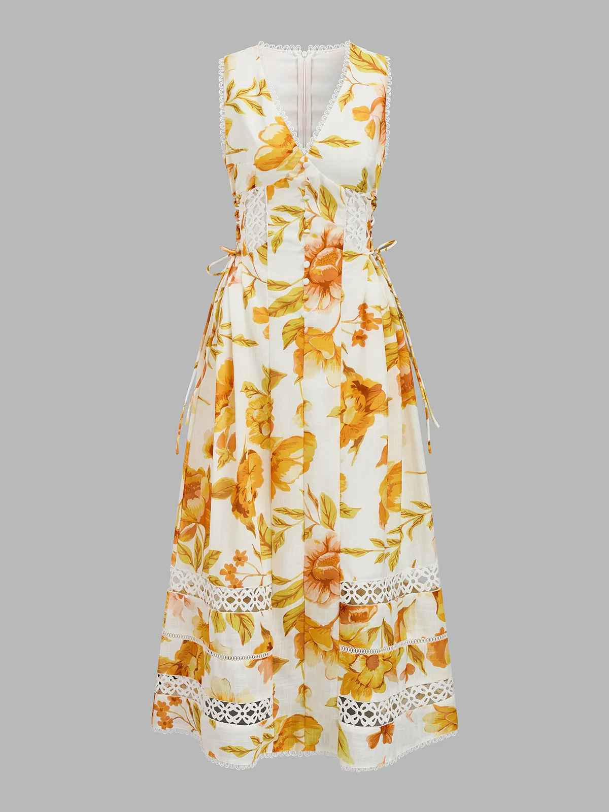 Floral Print Lace Inset Maxi Dress sold by COMMENSE product image thumbnail 2