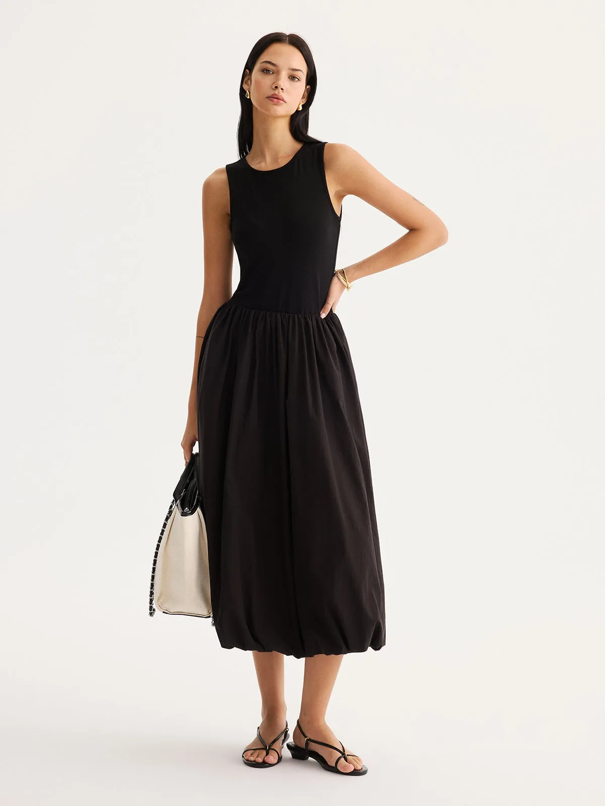 Sleeveless Bubble Hem Maxi Dress sold by COMMENSE product image thumbnail 2