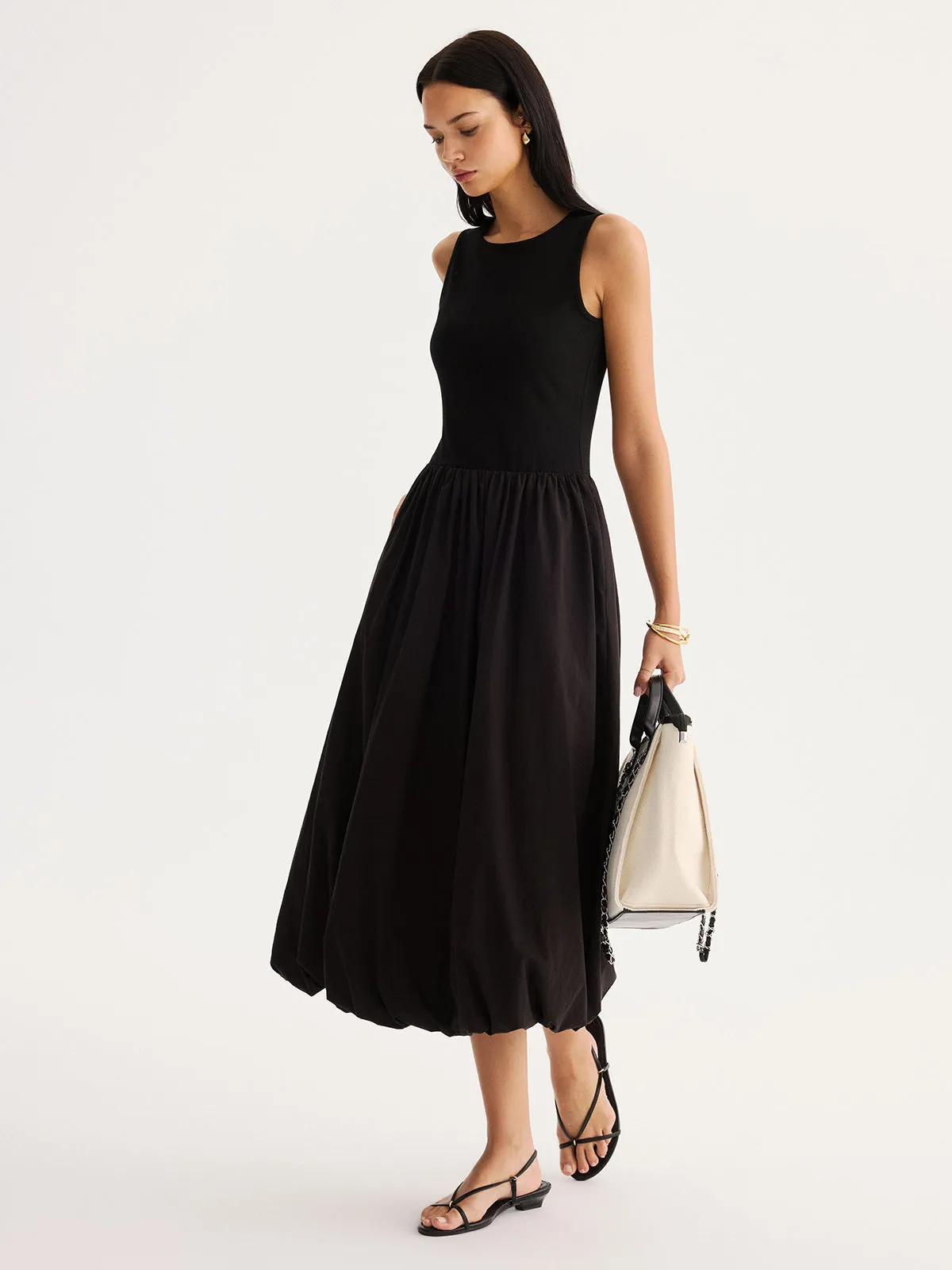 Sleeveless Bubble Hem Maxi Dress sold by COMMENSE product image thumbnail 3