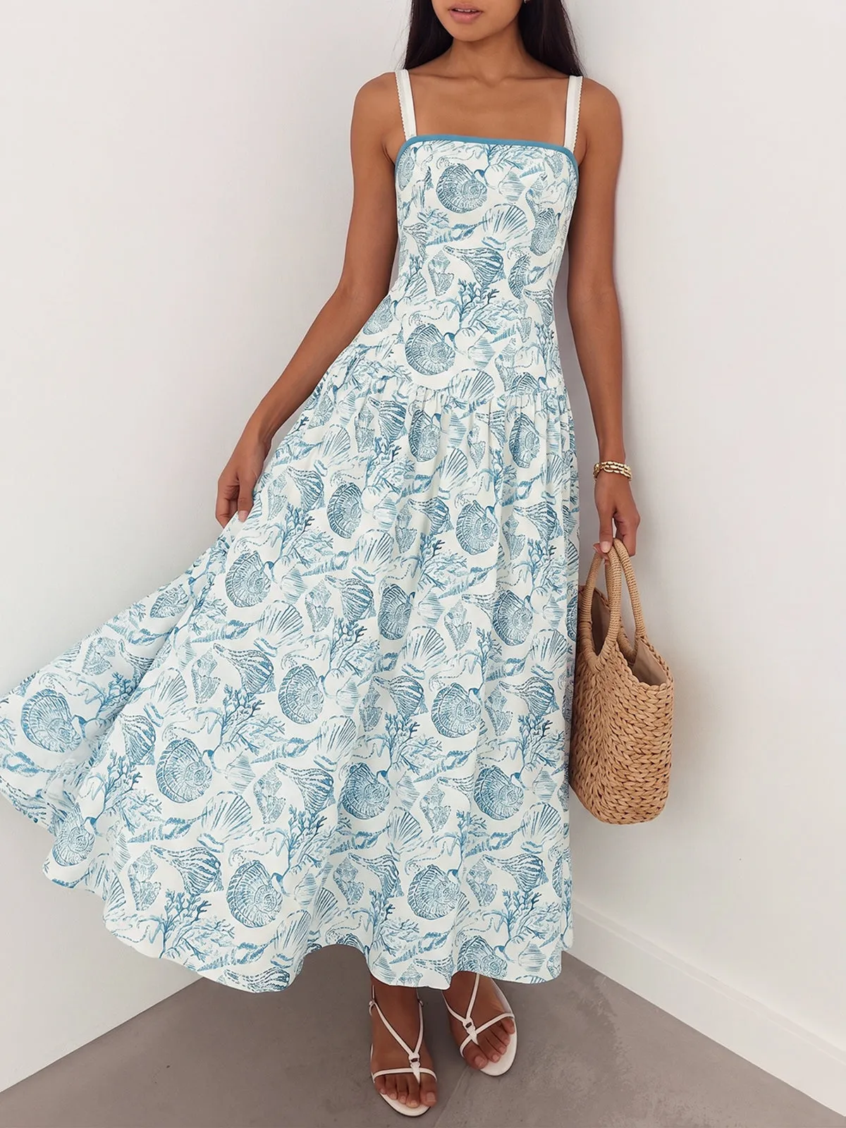 Seashell Print Cami Maxi Dress sold by COMMENSE