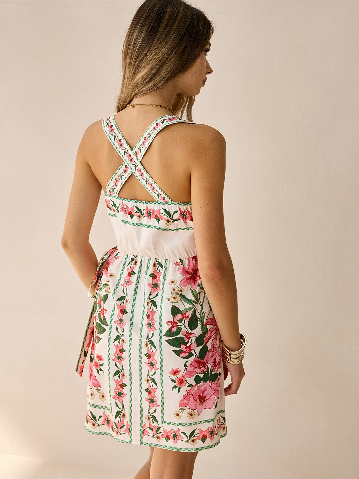 Floral Print Wrap Mini Dress sold by COMMENSE product image thumbnail 5