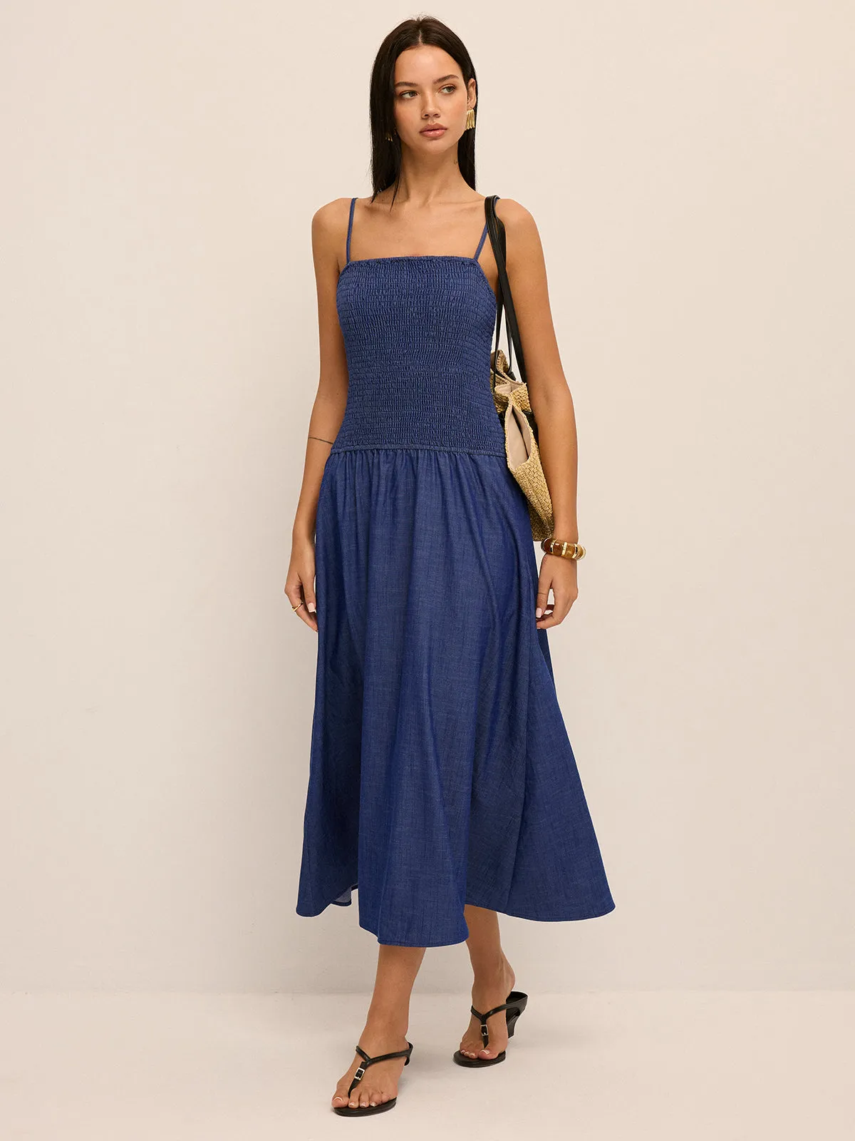 Smocked Bodice Cami Midi Dress sold by COMMENSE product image thumbnail 2