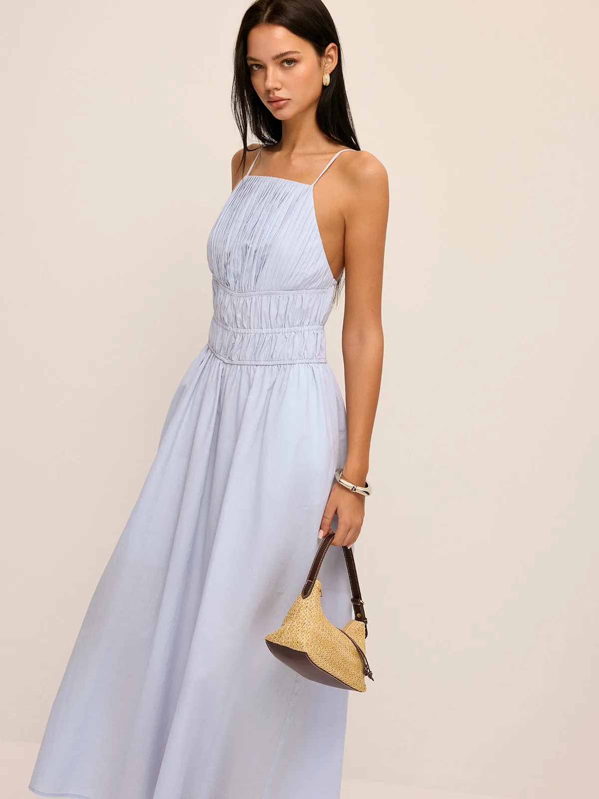 Cotton Smocked Waist Cami Midi Dress sold by COMMENSE product image thumbnail 3