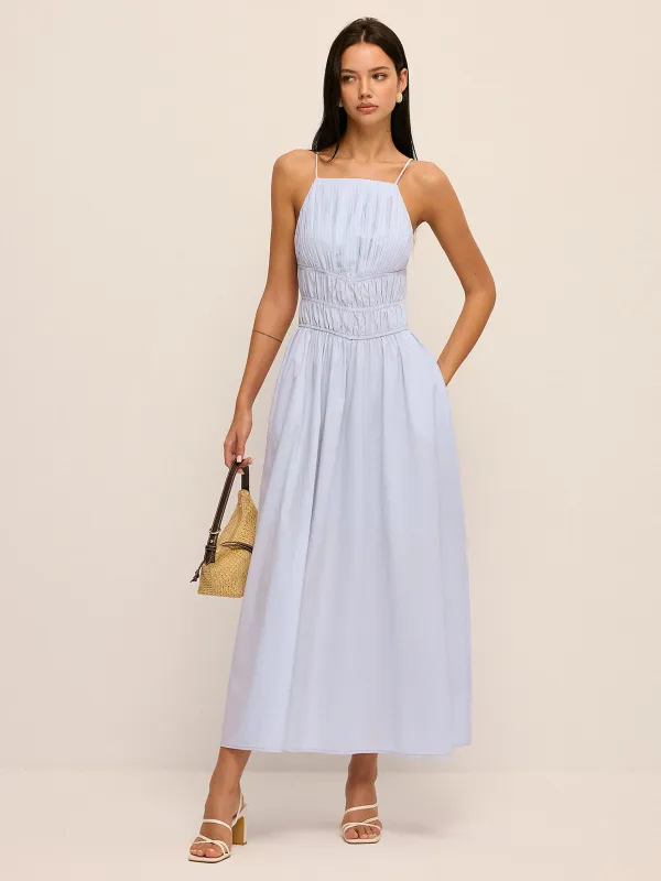 Cotton Smocked Waist Cami Midi Dress made by COMMENSE
