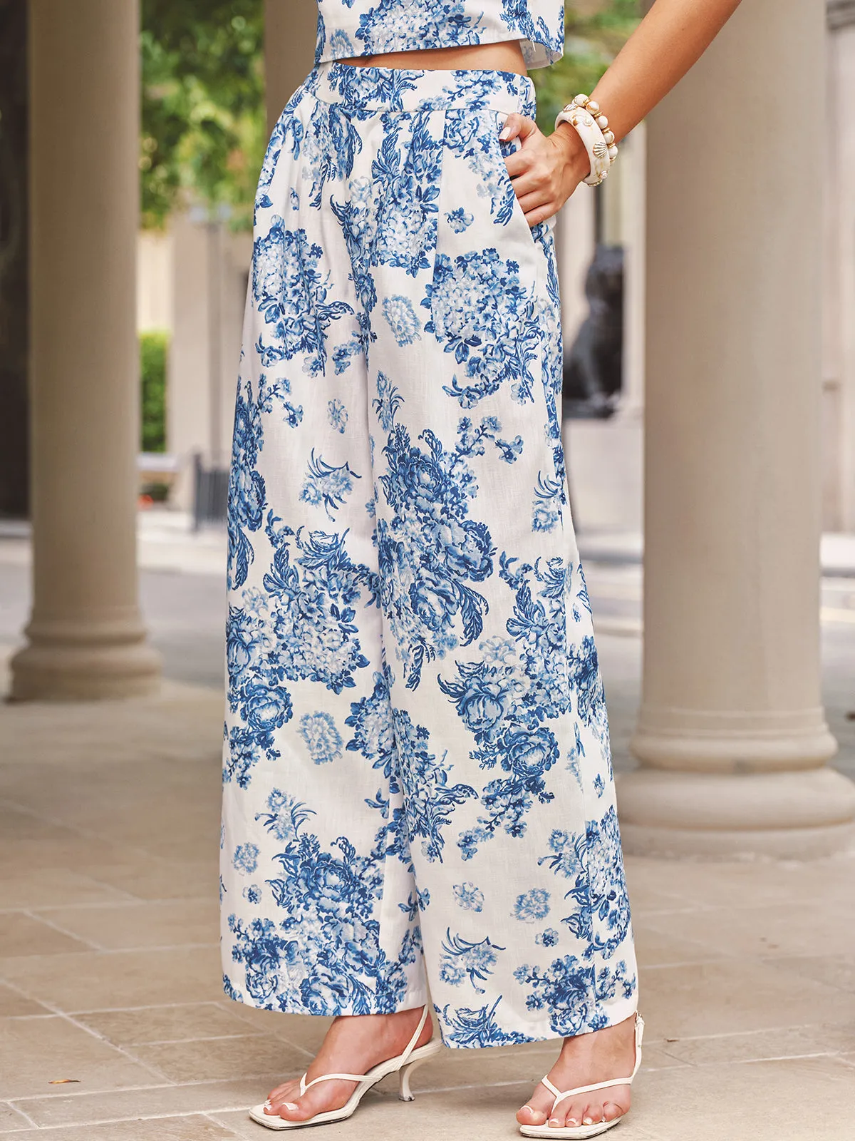 Square Neck Floral Print Top & Pants Set sold by COMMENSE product image thumbnail 5