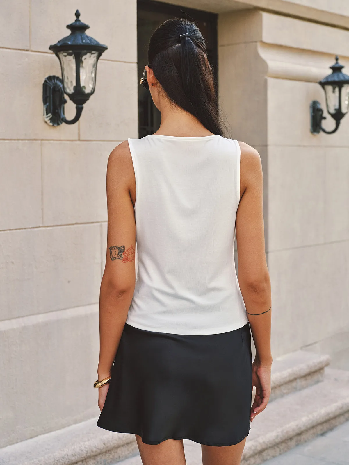 Ring Detail Cowl Neck Tank Top sold by COMMENSE product image thumbnail 5