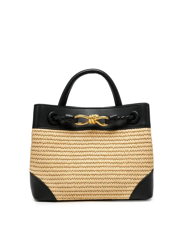 Woven Metal Accent Top Handle Handbag made by COMMENSE