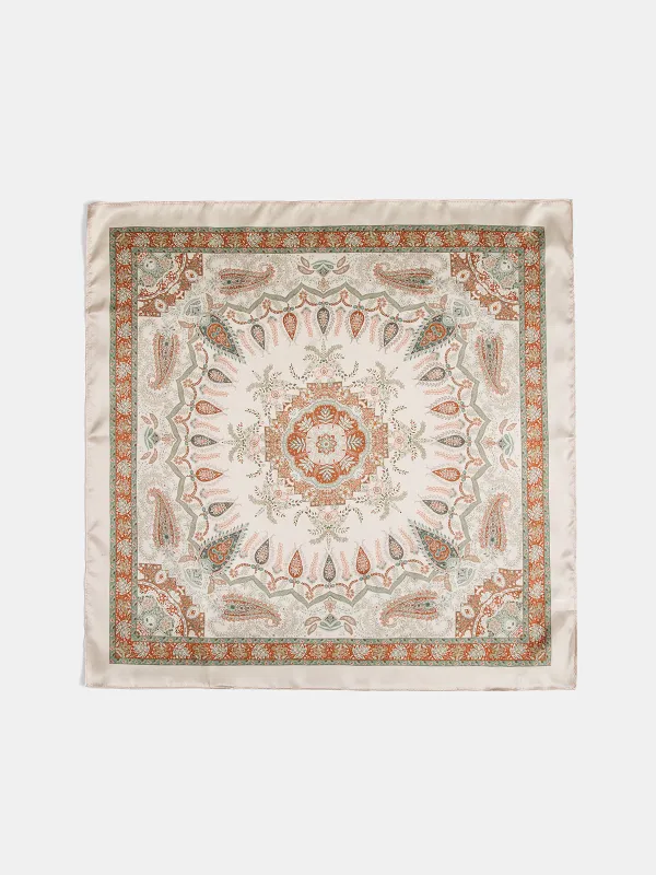 Vintage Paisley Printed Silk Square Scarf made by COMMENSE