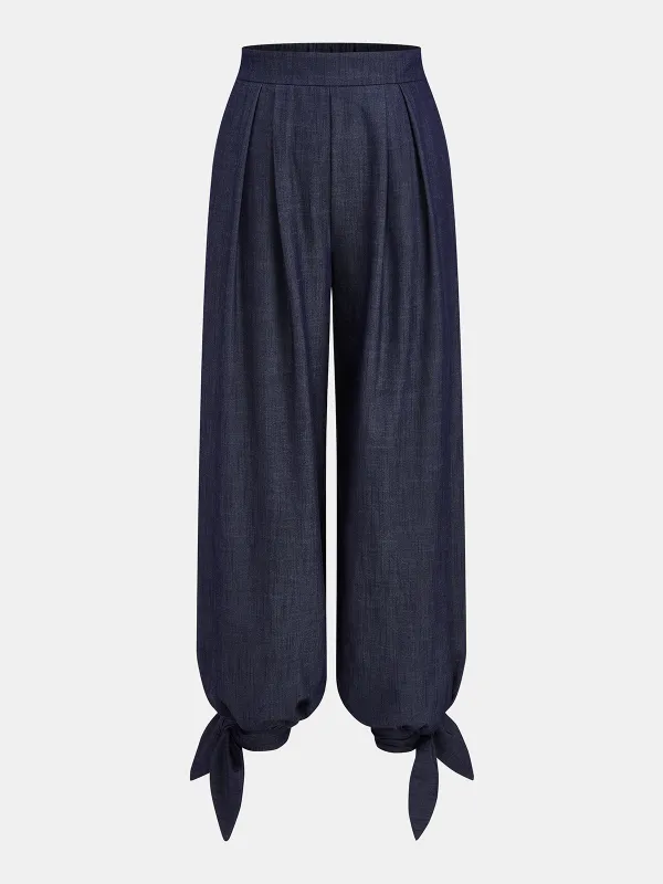 Tie Ankle Pleated Balloon Pants made by COMMENSE