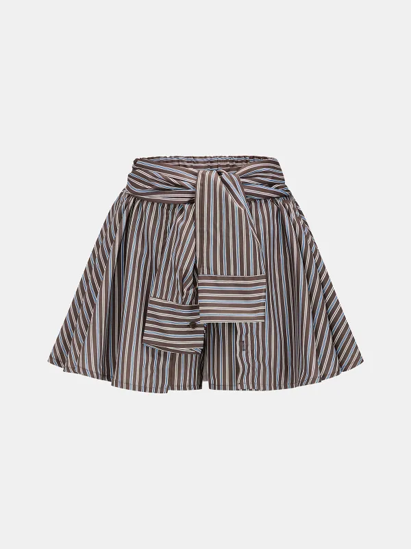 Sleeve-Effect Tie-Waist Striped Skort made by COMMENSE