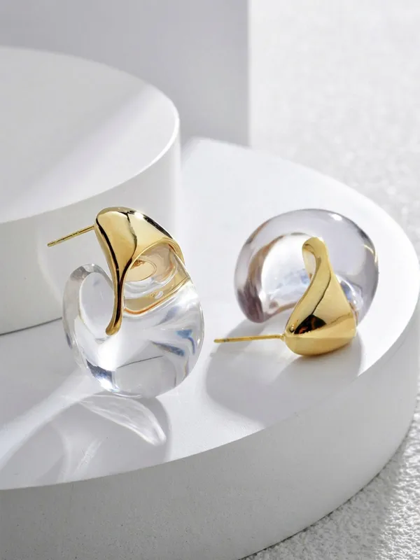 Chunky Transparent Resin Hoop Earrings made by COMMENSE