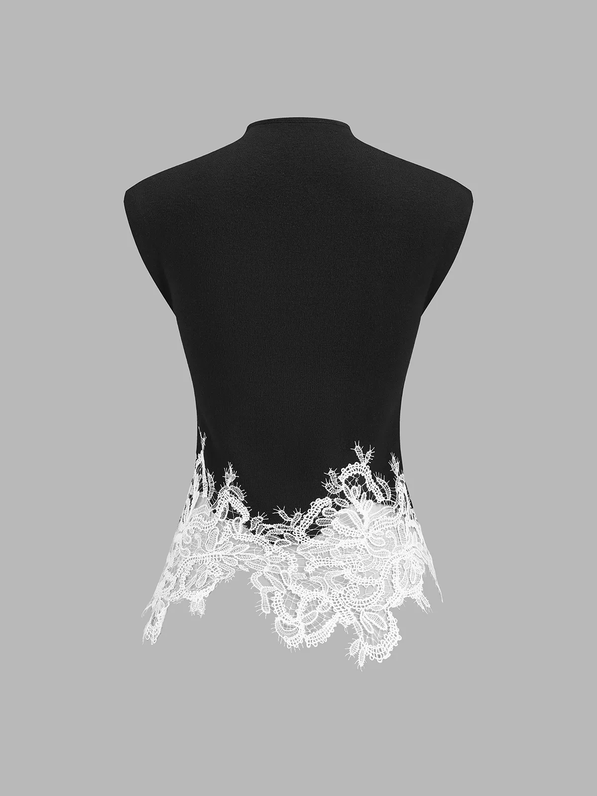 Keyhole Neck Lace Hem Tank Top sold by COMMENSE product image thumbnail 4