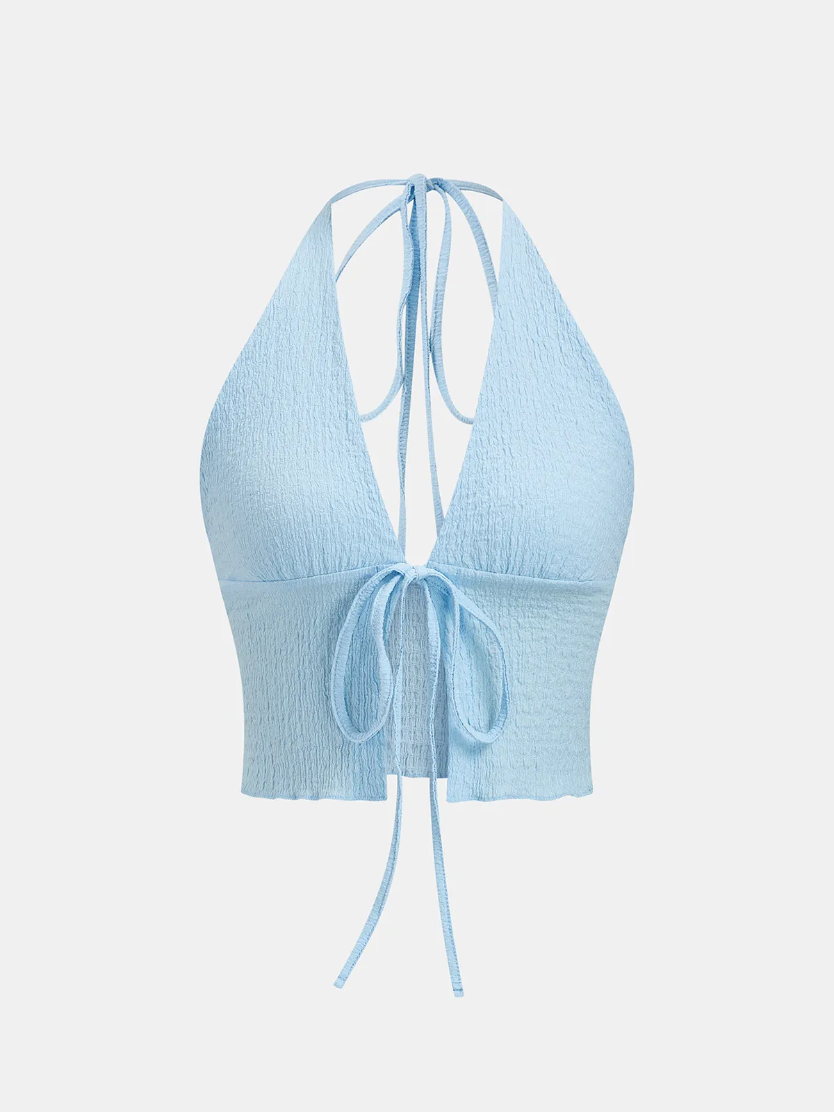 Textured Halter Tie-Front Top & Pants Set sold by COMMENSE product image thumbnail 2