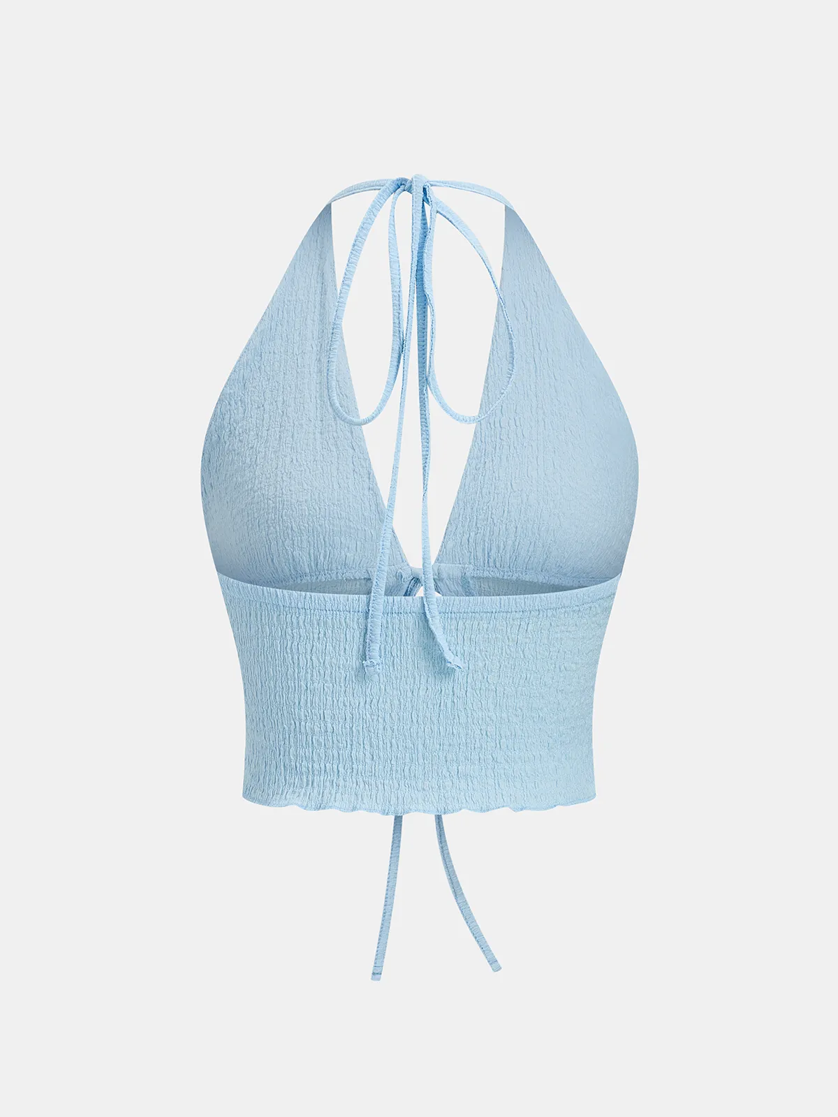 Textured Halter Tie-Front Top & Pants Set sold by COMMENSE product image thumbnail 3