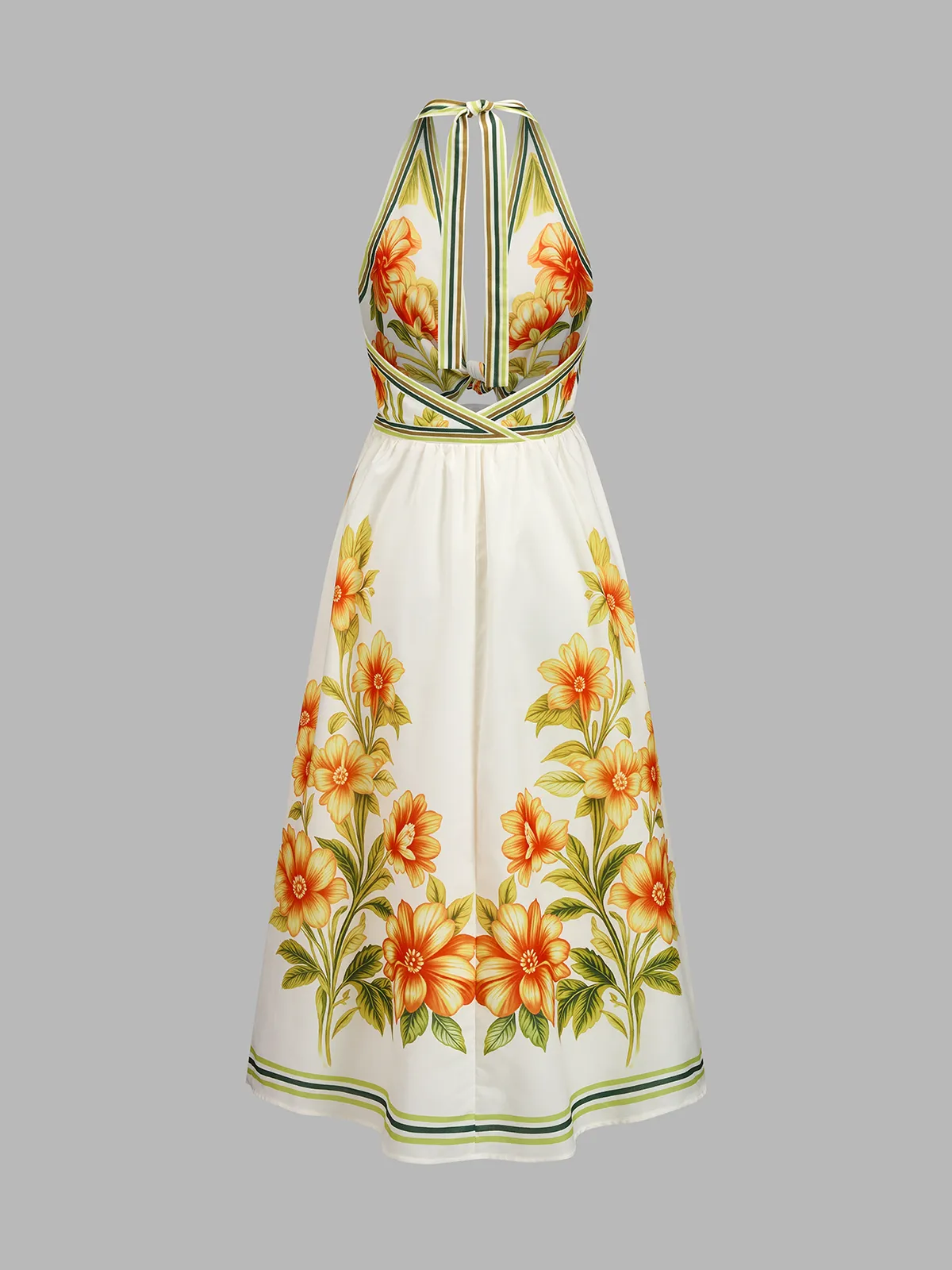 Floral Halter Knot Front Maxi Dress sold by COMMENSE product image thumbnail 2