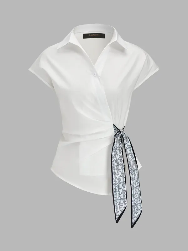 Paisley Tie-Waist Wrap Blouse made by COMMENSE
