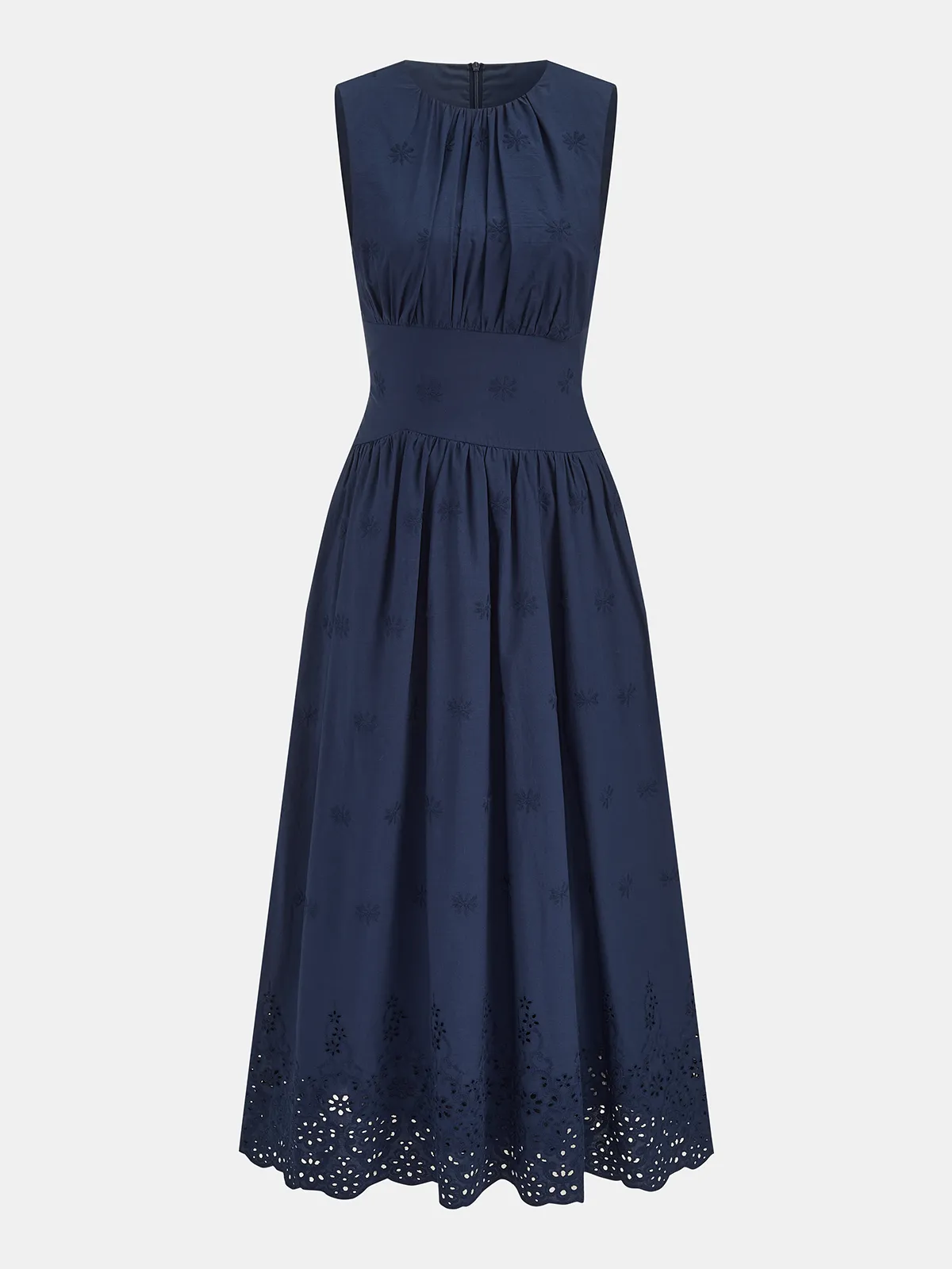 Cotton Sleeveless Embroidered Midi Dress sold by COMMENSE