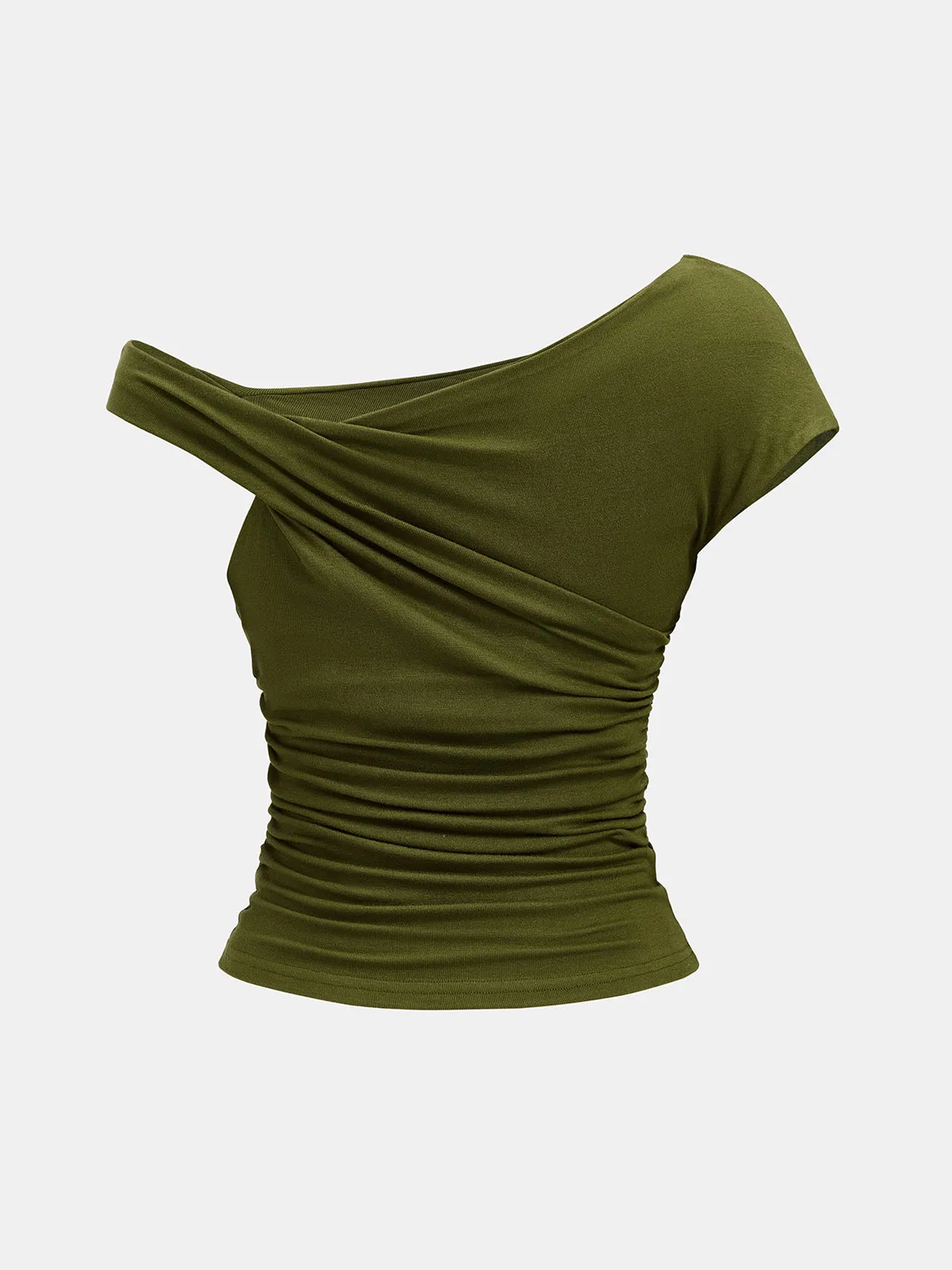 Ruched Asymmetrical Off Shoulder Top sold by COMMENSE product image thumbnail 2