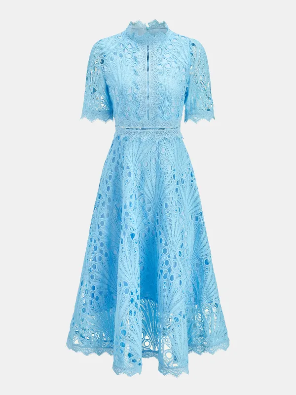 Short Sleeve Guipure Lace Maxi Dress made by COMMENSE