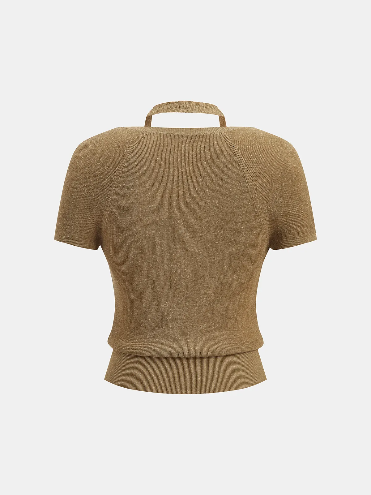 Halter Wrap Short Sleeve Knit Top sold by COMMENSE product image thumbnail 2