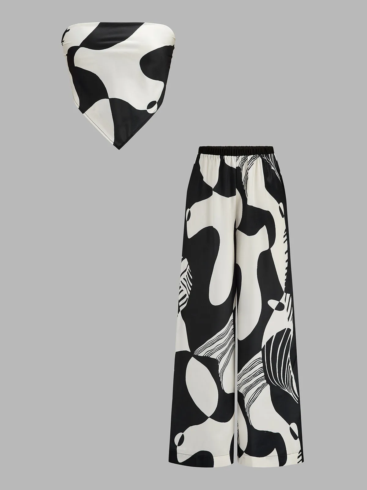 Abstract Print Bandeau Top & Pants Set sold by COMMENSE product image thumbnail 2