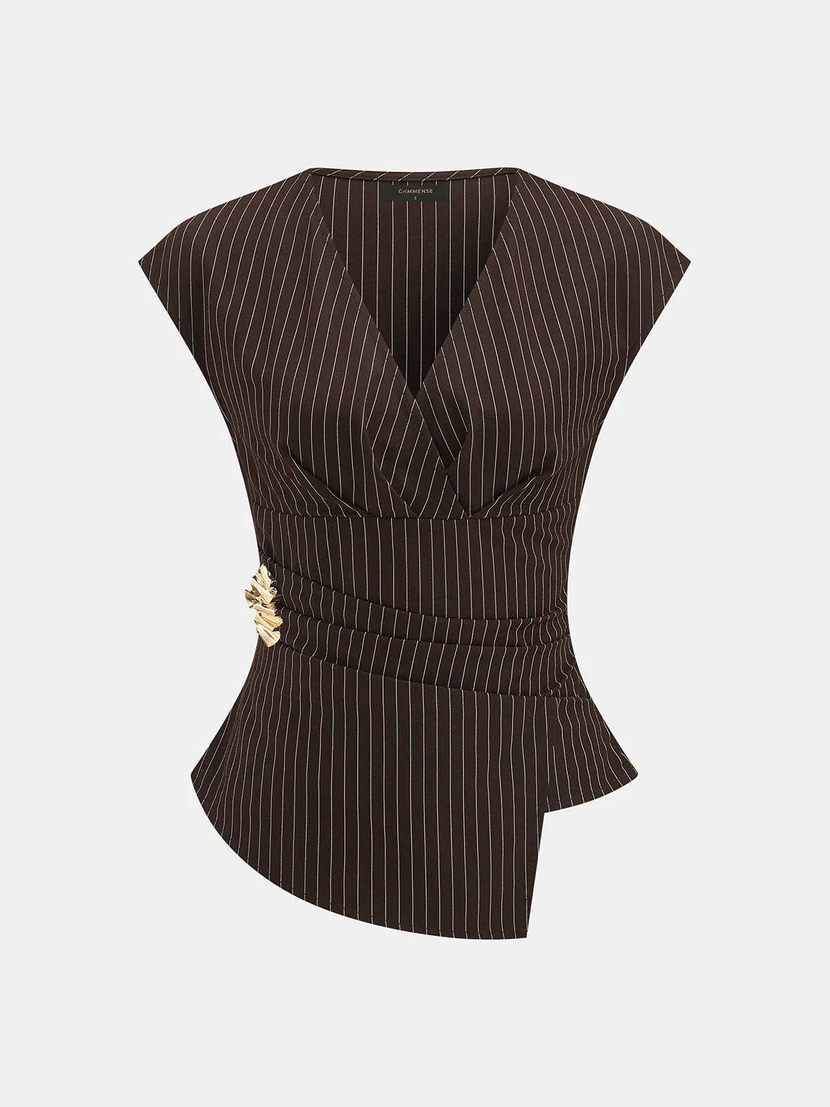Pinstripe Sleeveless Blouse & Wide-Leg Pants Set sold by COMMENSE product image thumbnail 3