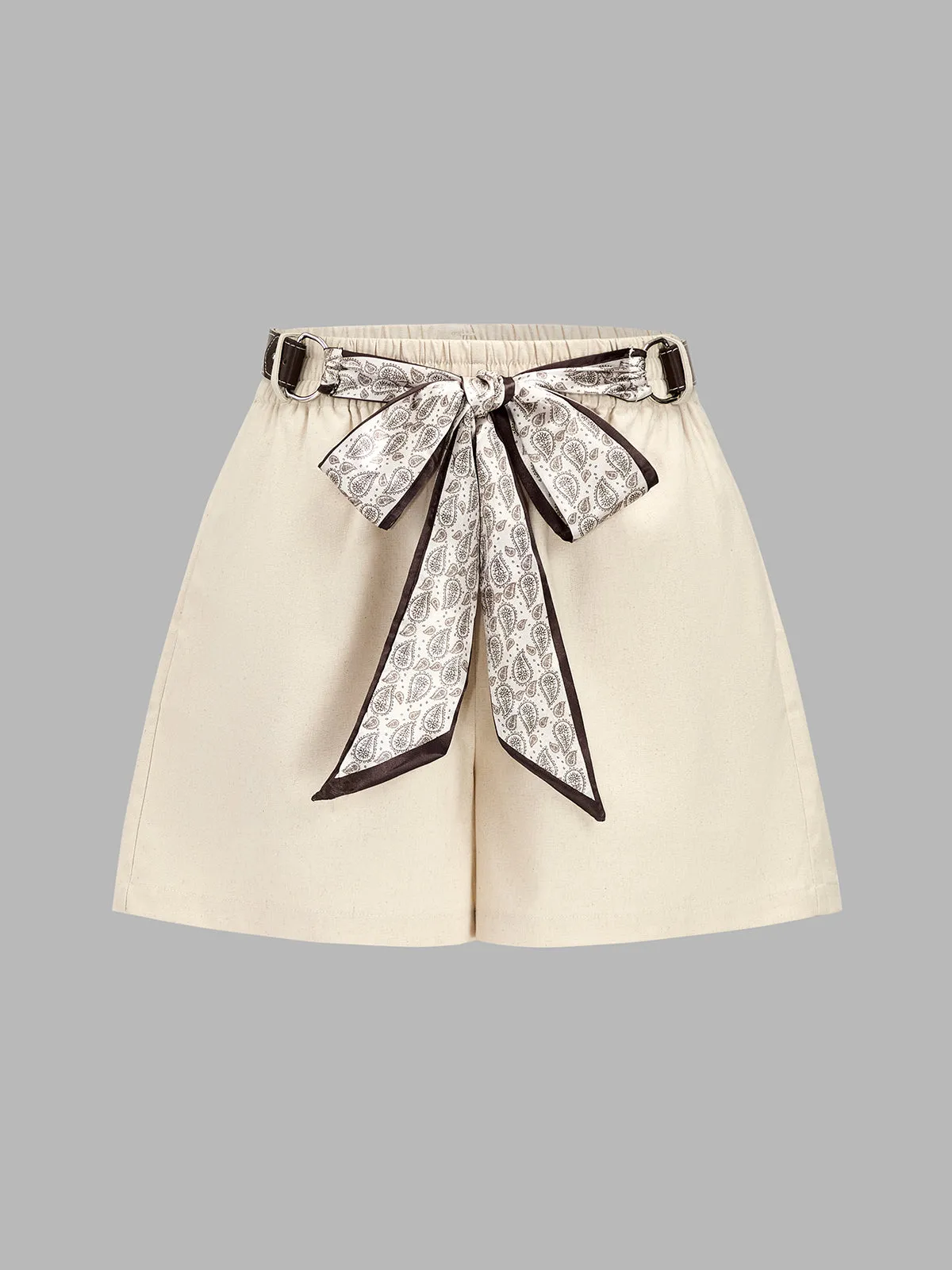 Casual Bow Tie Waist Linen Blend Shorts sold by COMMENSE product image thumbnail 2