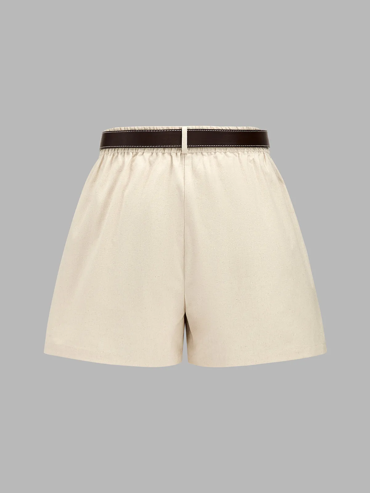 Casual Bow Tie Waist Linen Blend Shorts sold by COMMENSE product image thumbnail 3