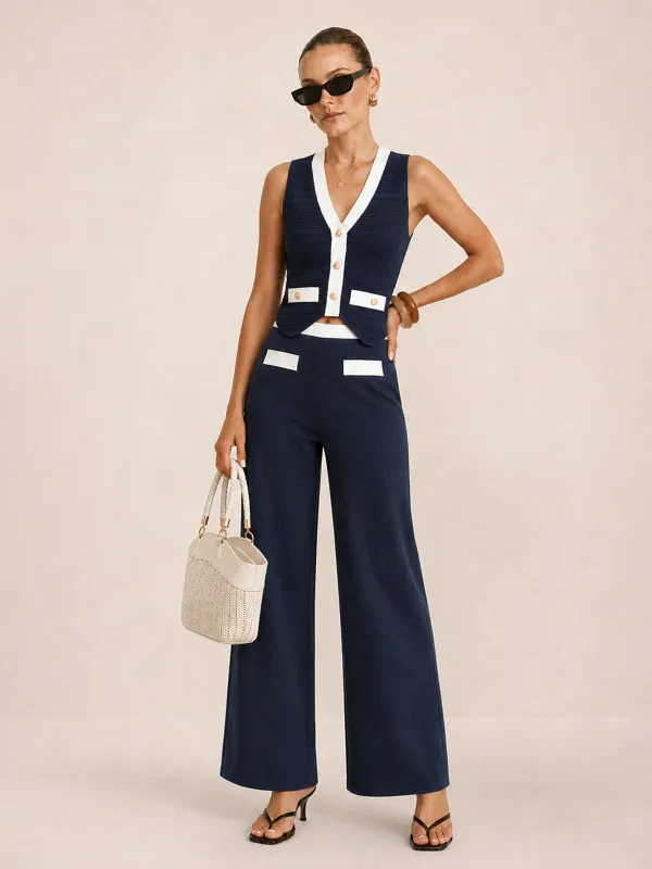 Contrast Trim Knit Co-Ord Set made by COMMENSE
