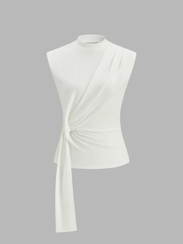 Mock Neck Twisted Sleeveless Top made by COMMENSE