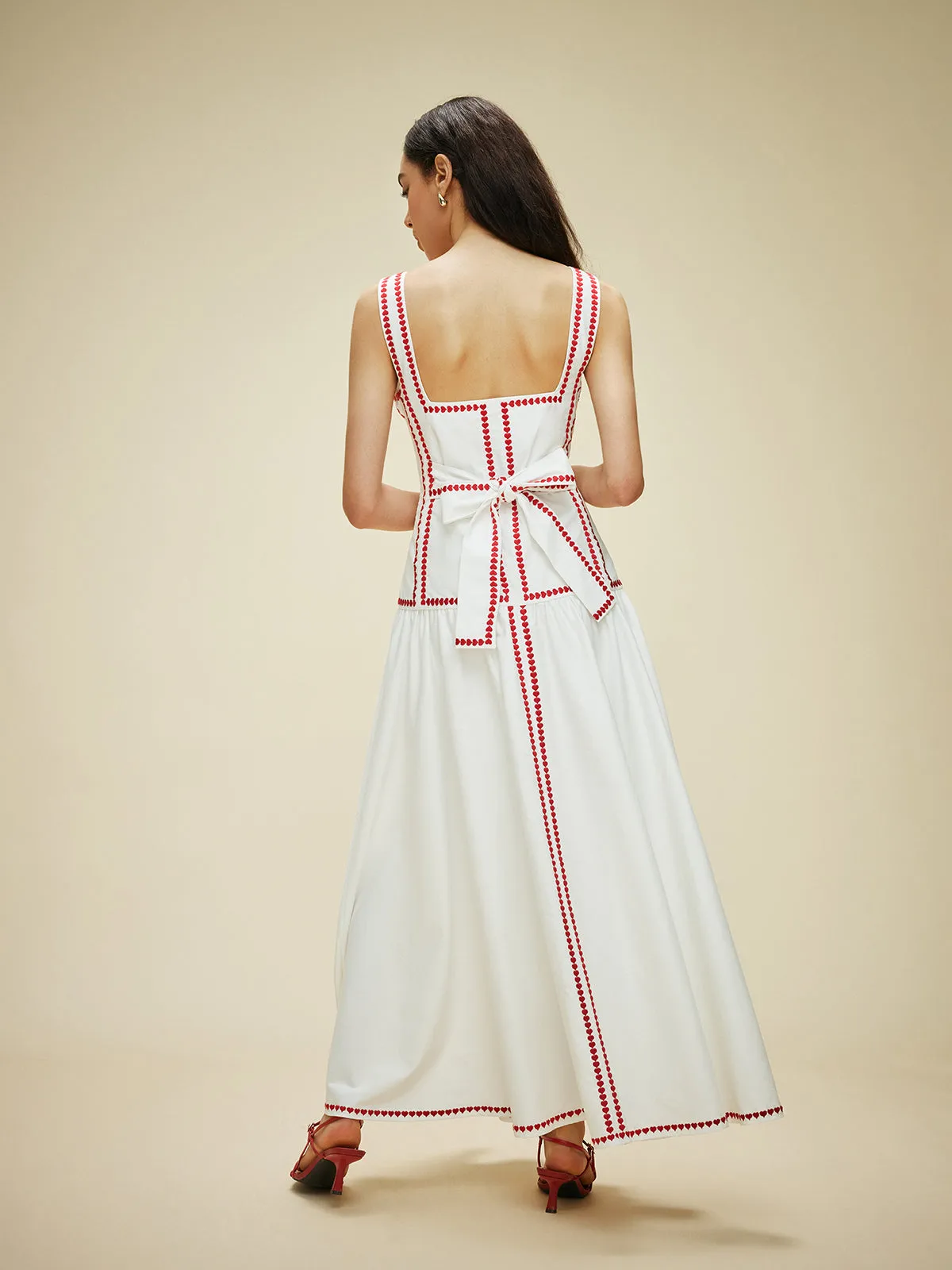 Lightweight Cotton Contrast Trim Dress with Back Tie sold by COMMENSE product image thumbnail 2