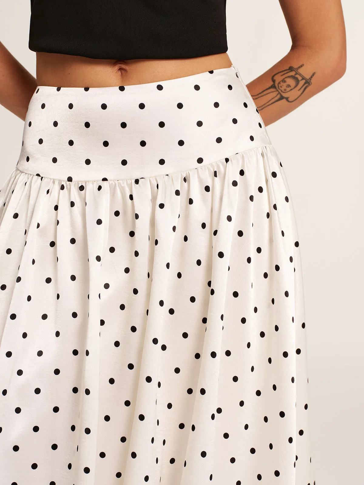 Polka Dot Bubble Hem Midi Skirt sold by COMMENSE product image thumbnail 3