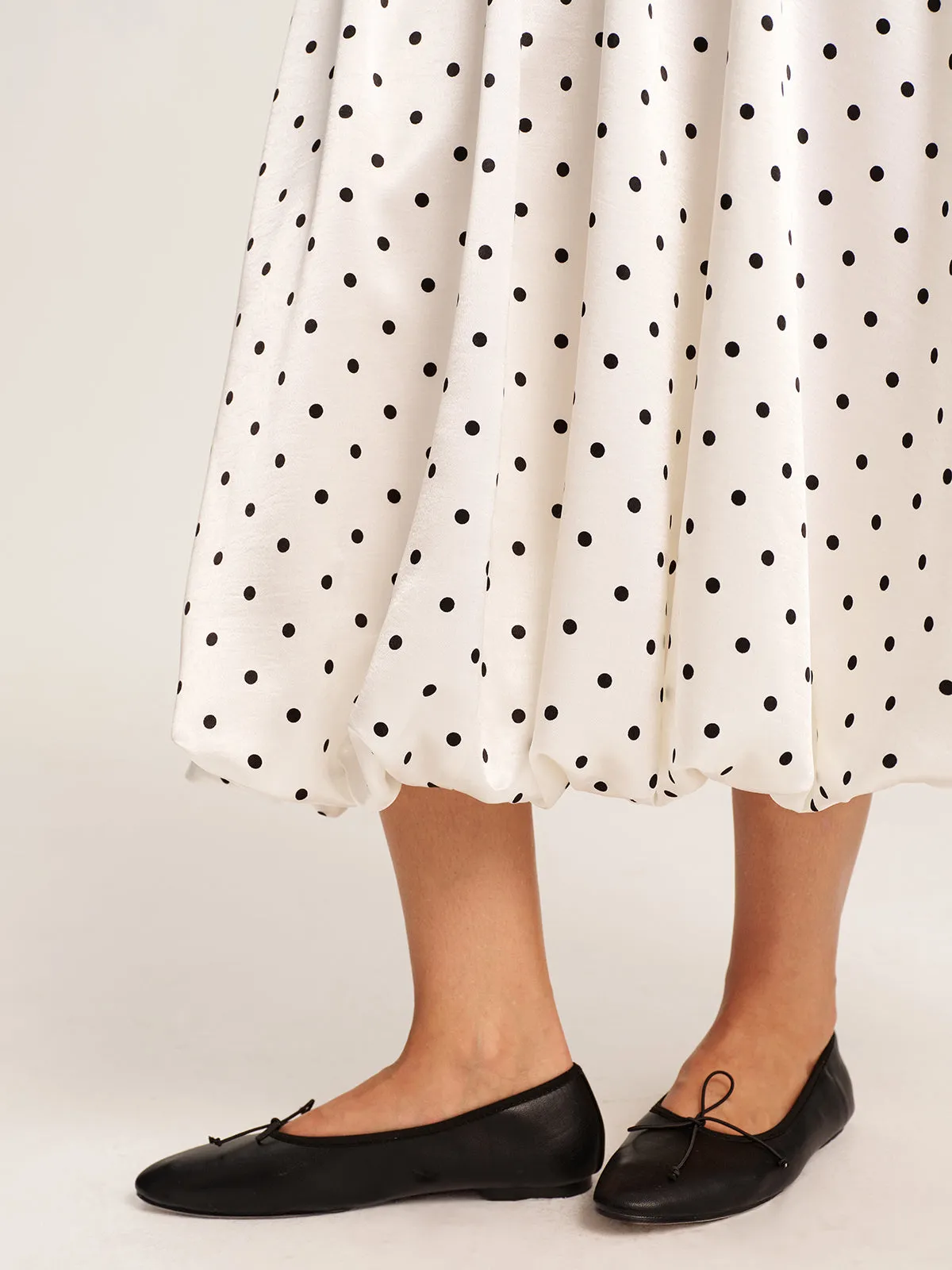 Polka Dot Bubble Hem Midi Skirt sold by COMMENSE product image thumbnail 4