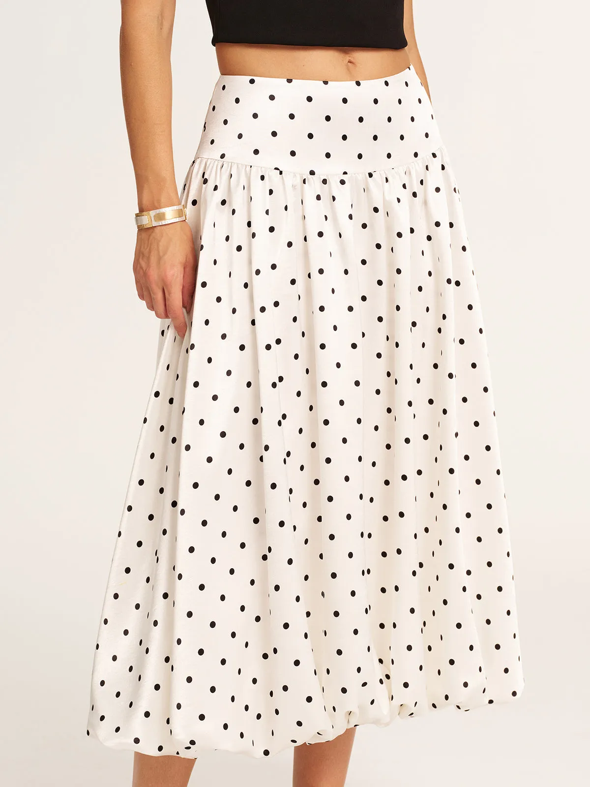 Polka Dot Bubble Hem Midi Skirt sold by COMMENSE product image thumbnail 2