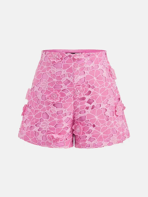3D Floral Guipure Lace Shorts made by COMMENSE