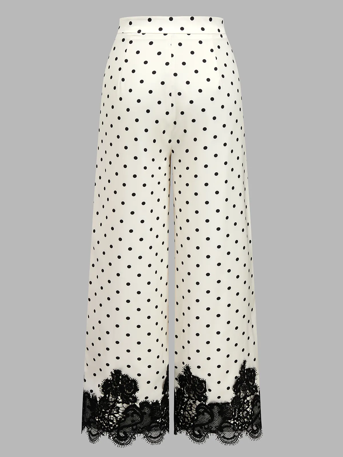 Lace Hem Polka Dot Wide Leg Pants sold by COMMENSE product image thumbnail 2