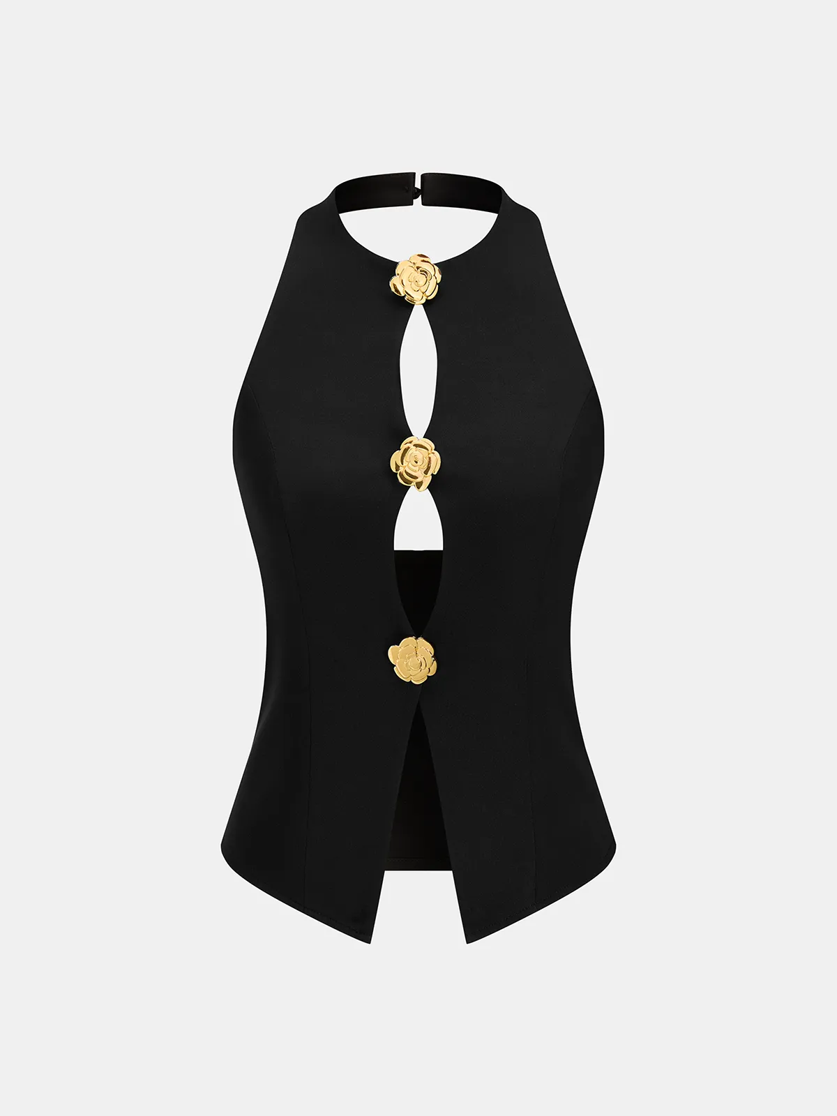Rose Detail Cut-Out Halter Top & Pants Set sold by COMMENSE product image thumbnail 3