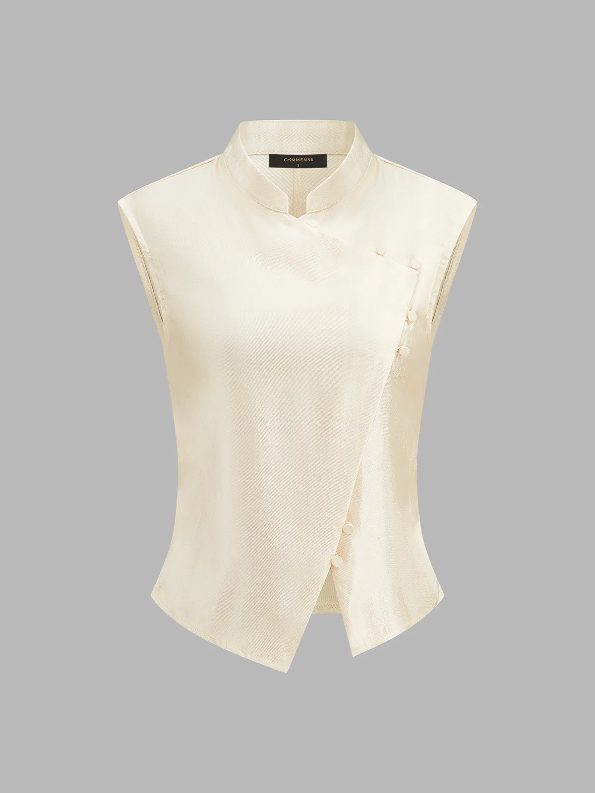 Sleeveless Mandarin Collar Asymmetric Blouse sold by COMMENSE product image thumbnail 3