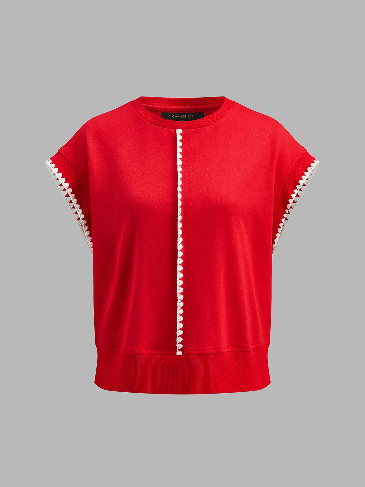 Cotton Scalloped Trim Top & Drawstring Shorts Set sold by COMMENSE product image thumbnail 3