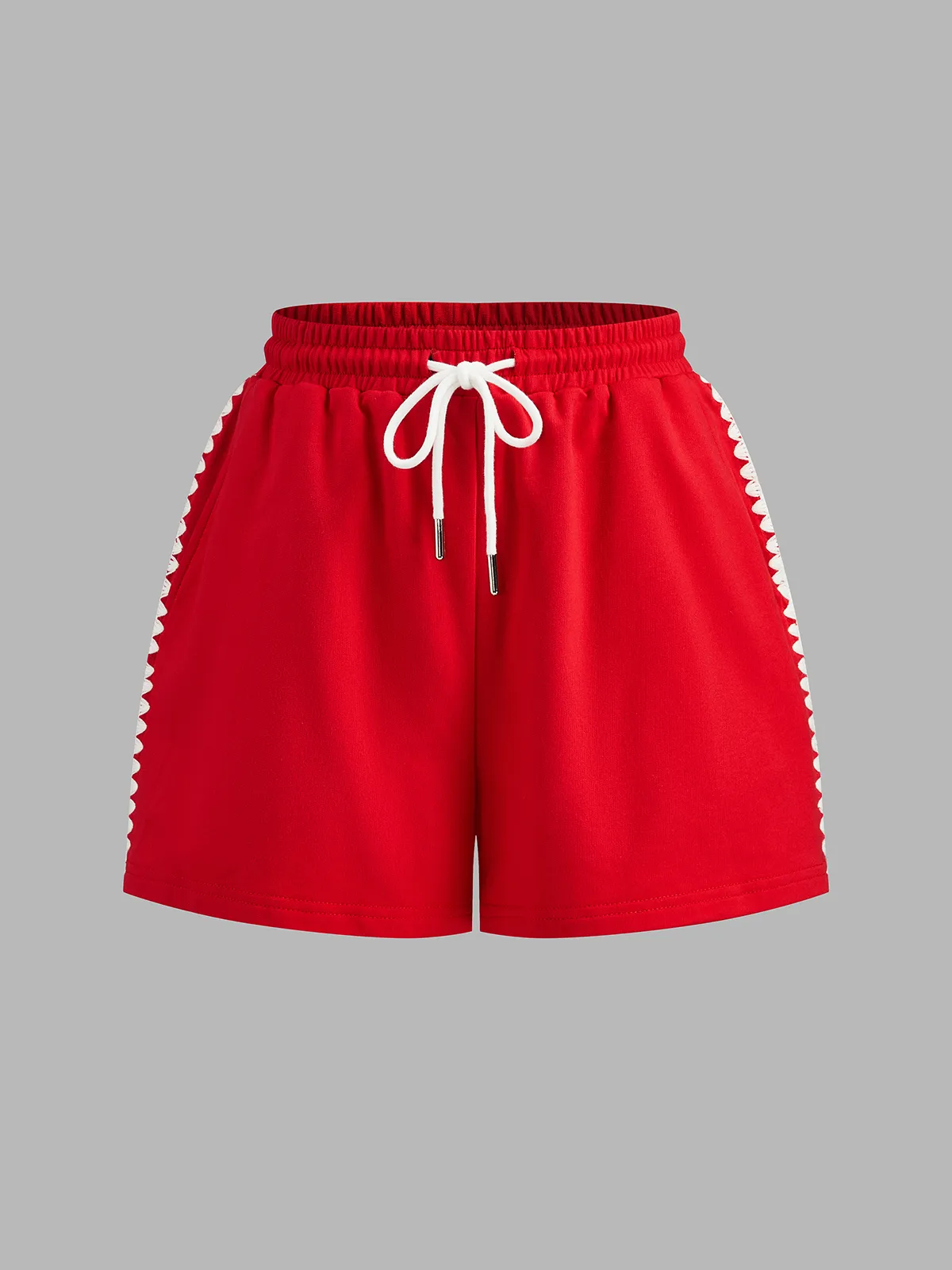 Cotton Scalloped Trim Top & Drawstring Shorts Set sold by COMMENSE product image thumbnail 5