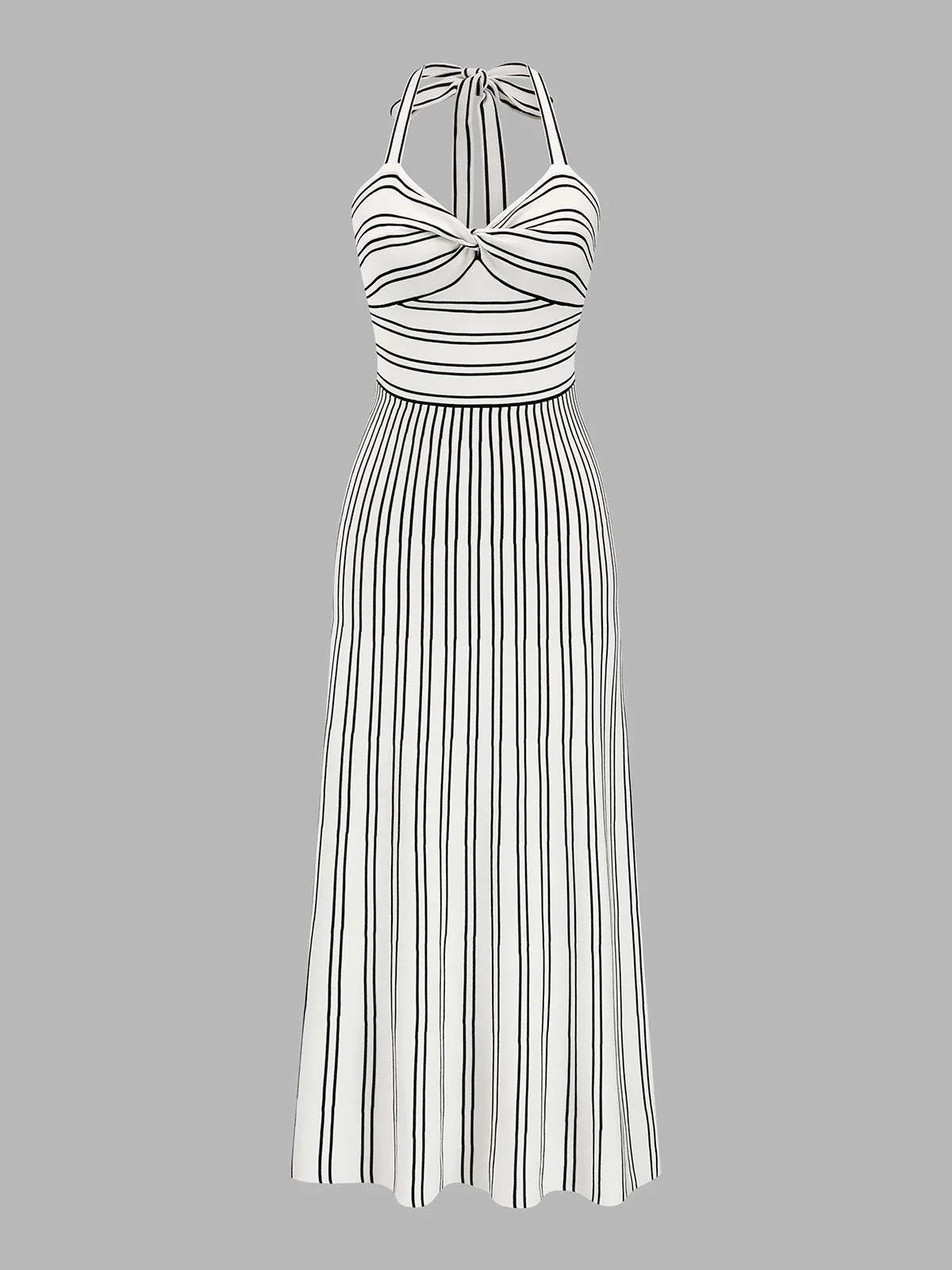 Striped Halter Knit Midi Dress sold by COMMENSE product image thumbnail 2
