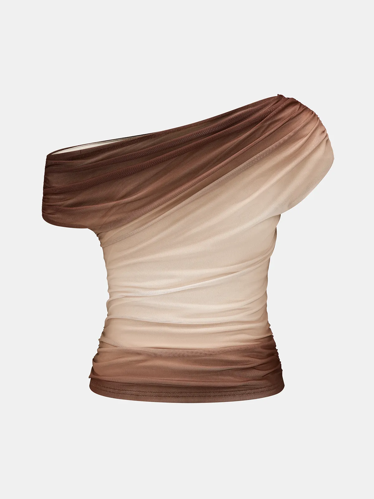 Gradient Mesh Off-Shoulder Ruched Top sold by COMMENSE product image thumbnail 3