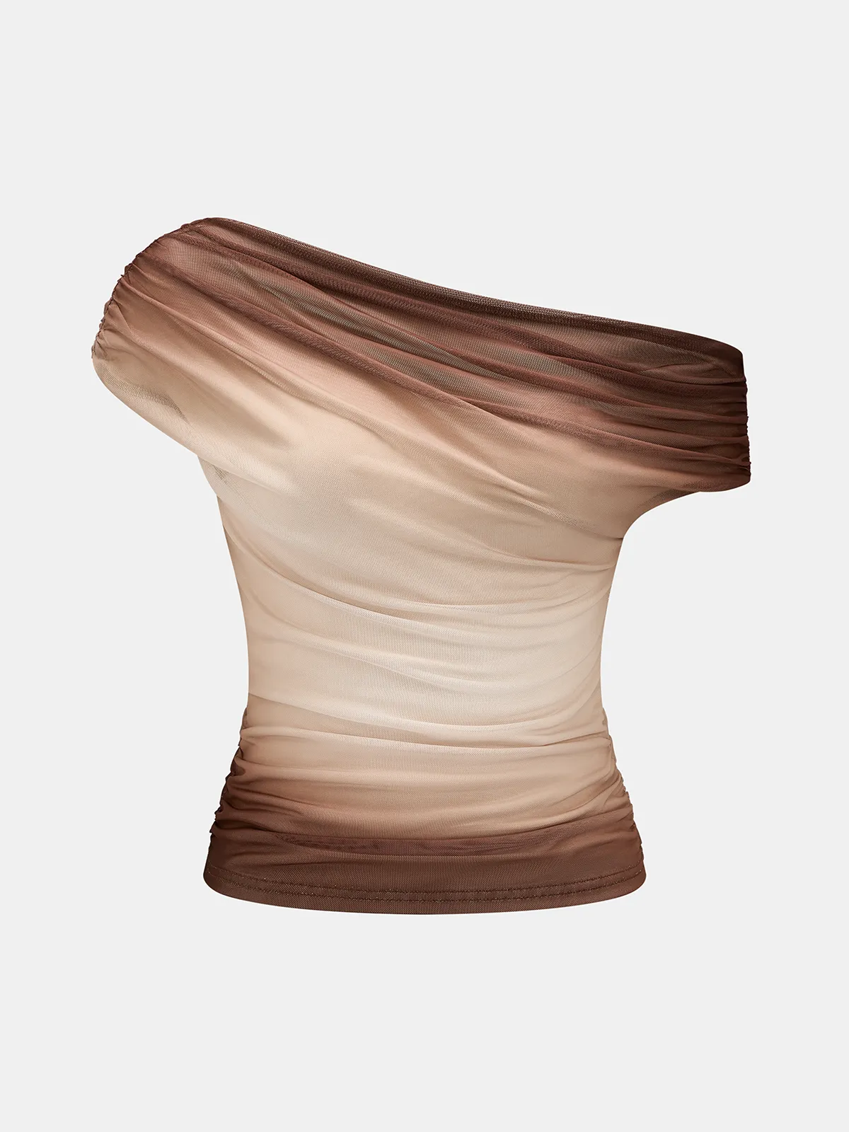 Gradient Mesh Off-Shoulder Ruched Top sold by COMMENSE product image thumbnail 2