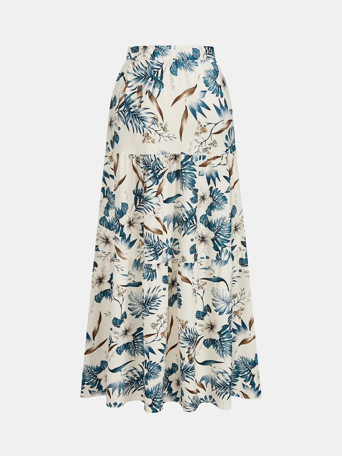 Leaf Print One-Shoulder Top & Skirt Set sold by COMMENSE product image thumbnail 5