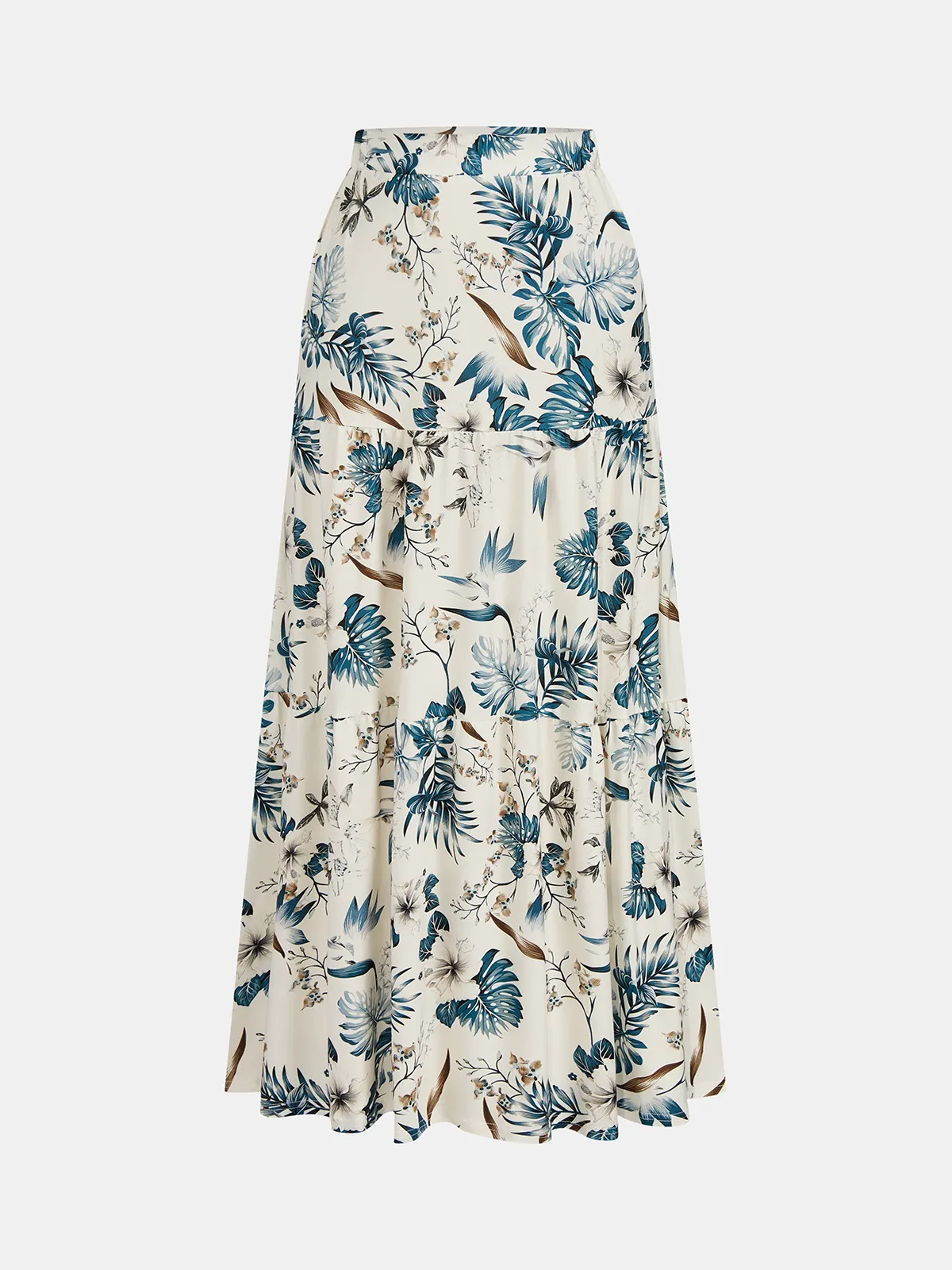 Leaf Print One-Shoulder Top & Skirt Set sold by COMMENSE product image thumbnail 4